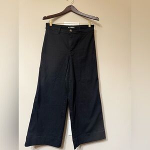 HM Wide-Leg Black Cotton Women Chinos  Stretchy